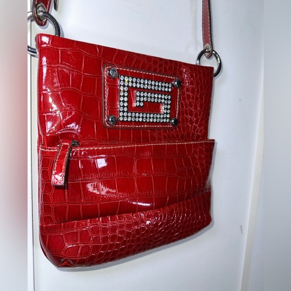 Guess Red Crocodile Embossed Crossbody Bag - Picture 6 of 15
